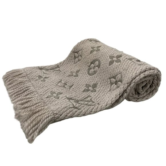 LOUIS VUITTON - Light gray Unconfirmed Scarf Wool Silk 345-070525 - Picture 1 of 8